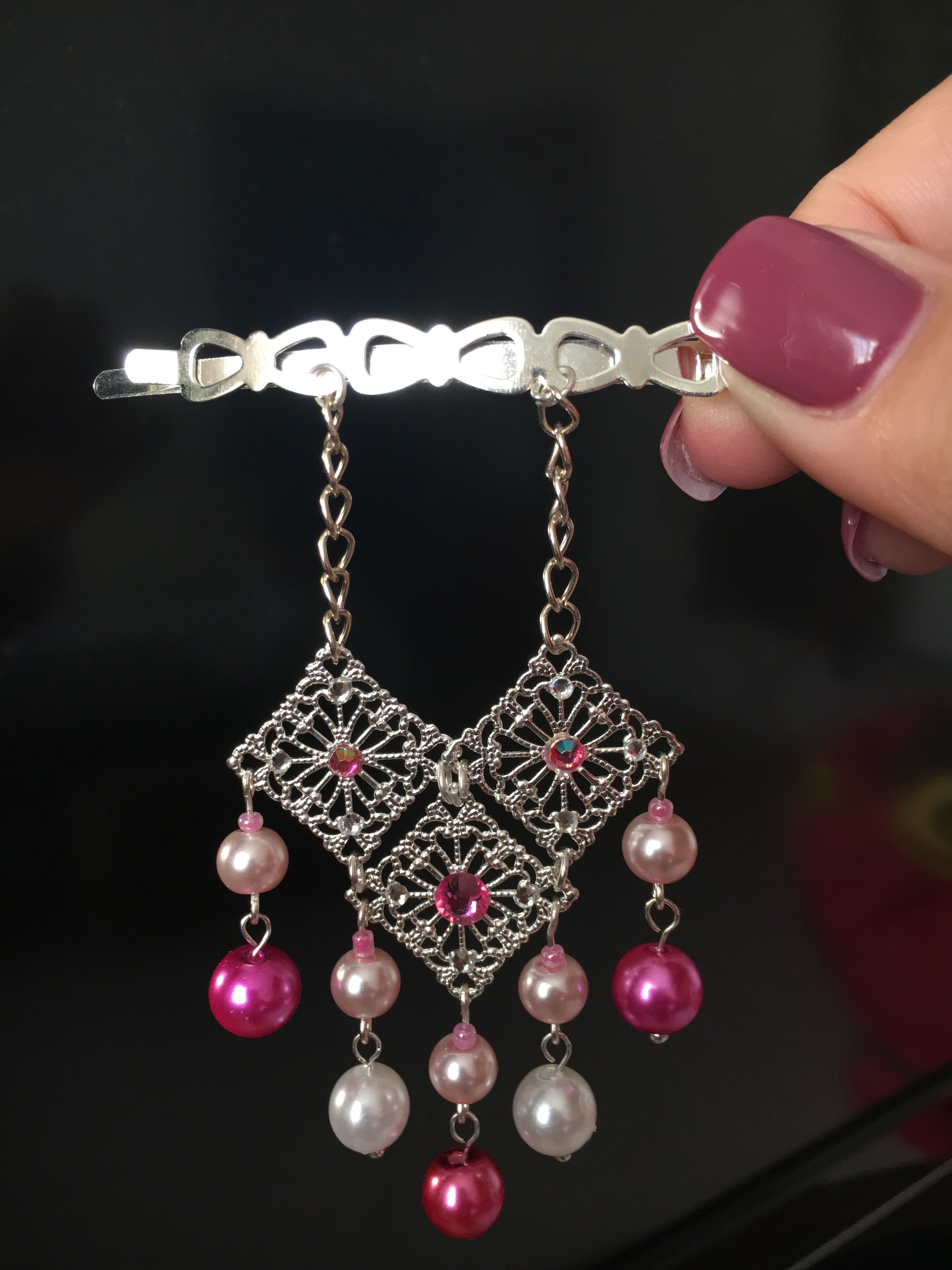 Šperk do vlasov - ružové perly